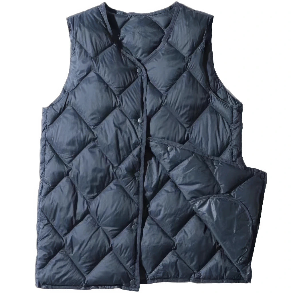 Doudoune sans Manche Femme Grande Taille, coloris bleu gris