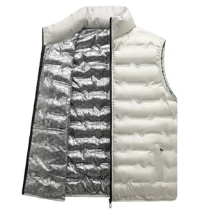 Doudoune sans Manche Grande Taille Homme, coloris blanc, vue de face sur fond blanc, doublure alvéolée réfléchissante