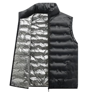 Doudoune sans Manche Grande Taille Homme, coloris noir, vue de face sur fond blanc, doublure alvéolée réfléchissante