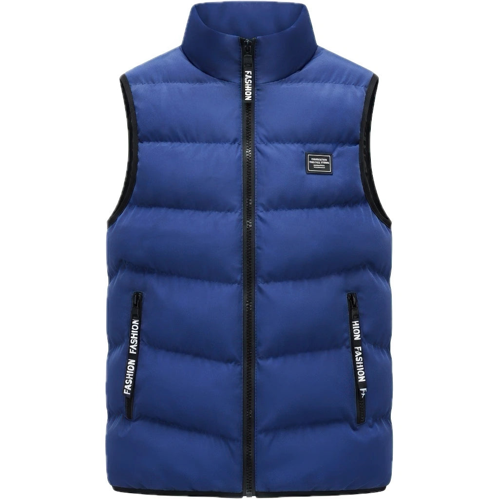 Doudoune sans manche gris homme coloris bleu, vue de face