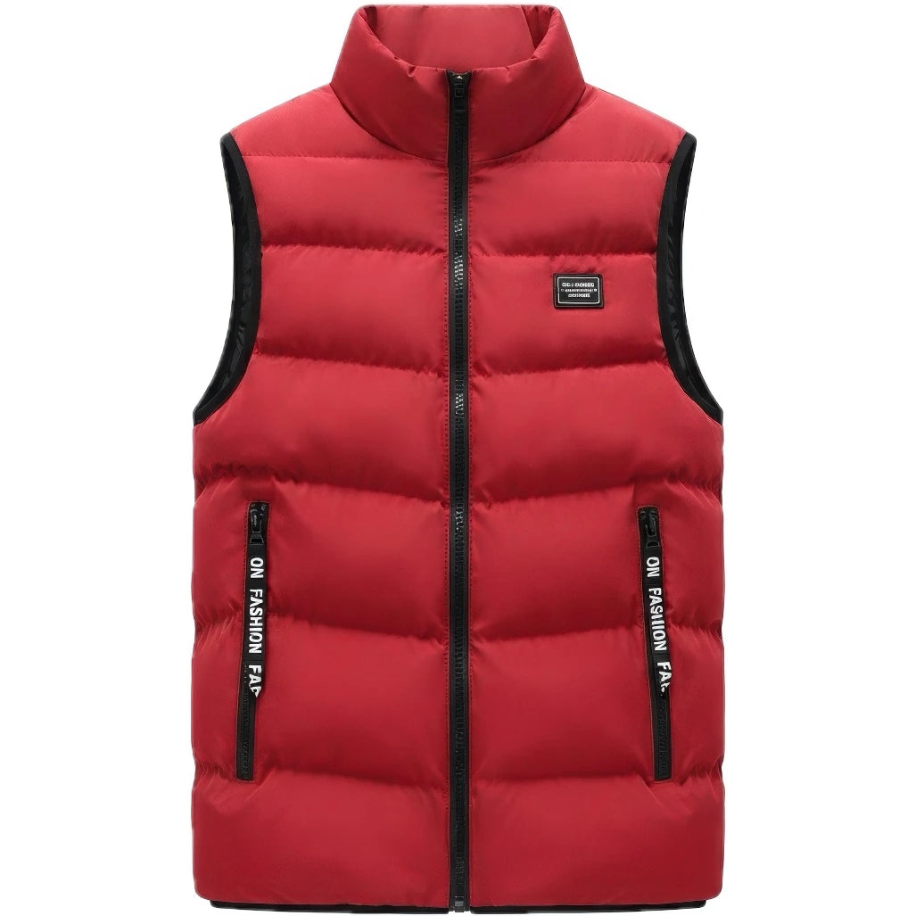 Doudoune sans manche gris homme coloris rouge, vue de face
