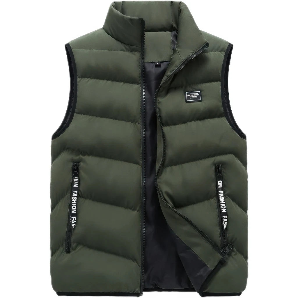 Doudoune sans manche gris homme coloris vert, vue de face