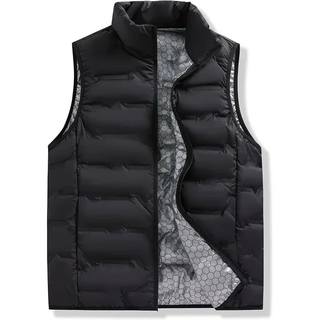 Doudoune sans Manche Hiver Homme, coloris noir, vue de face sur fond blanc