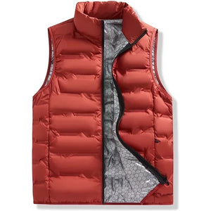 Doudoune sans Manche Hiver Homme, coloris rouge brique, vue de face sur fond blanc