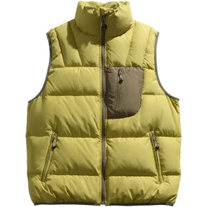 Doudoune sans manche homme avec poches, jaune, poche de poitrine contrastee