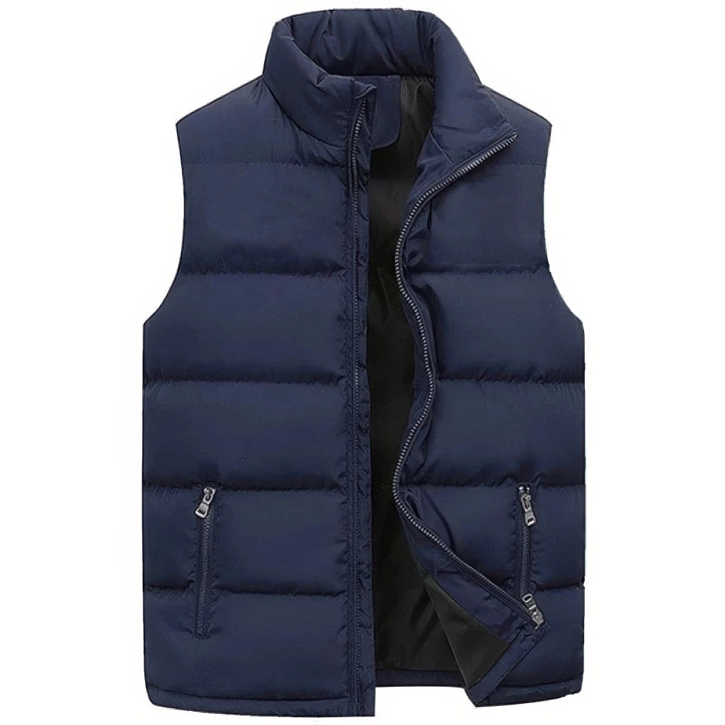 Doudoune sans Manche Homme, coloris bleu marine, vue de face sur fond blanc