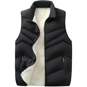 Doudoune sans manche homme habille, noir, doublure laine creme