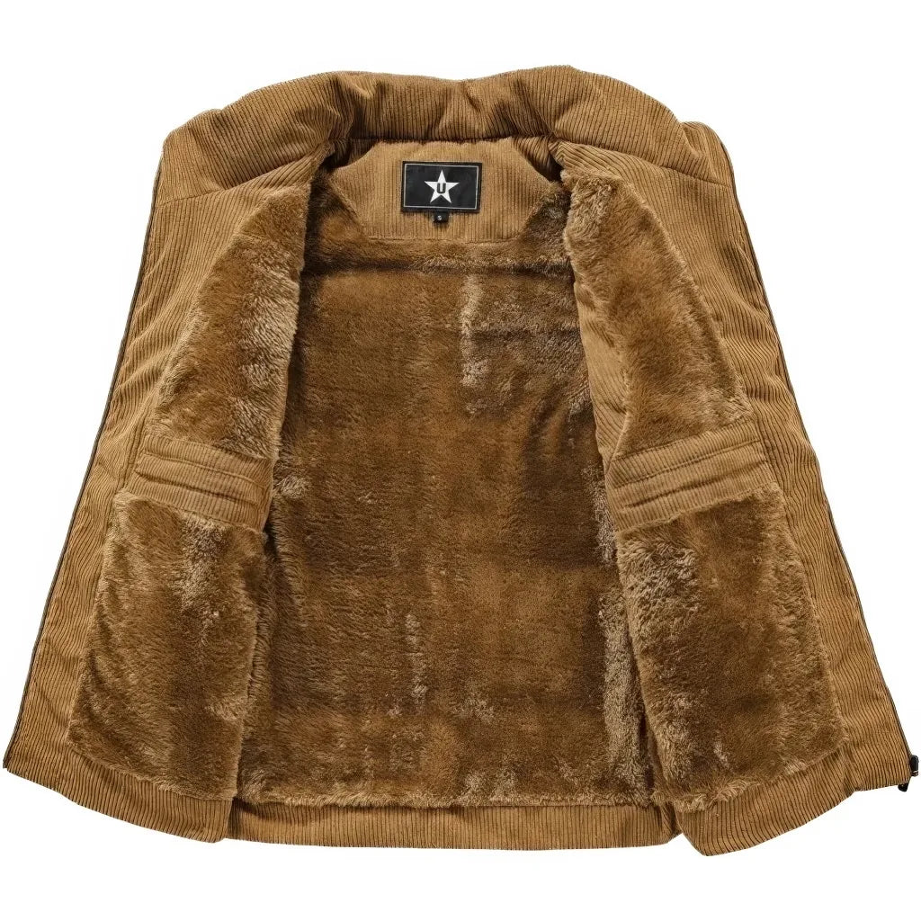 Doudoune sans manche homme marron, doublure fourrure synthétique ouverte