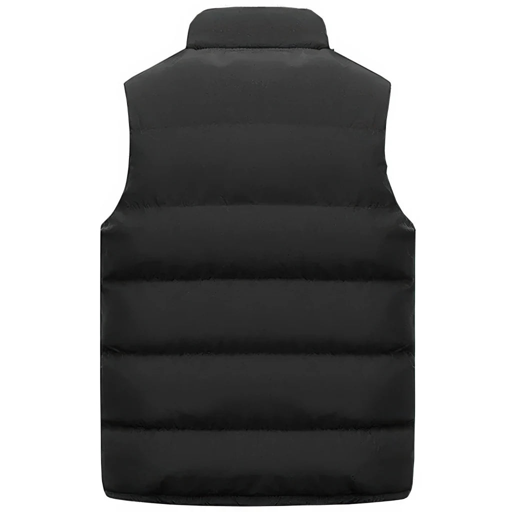 Doudoune sans Manche Homme, coloris noir, vue de dos sur fond blanc