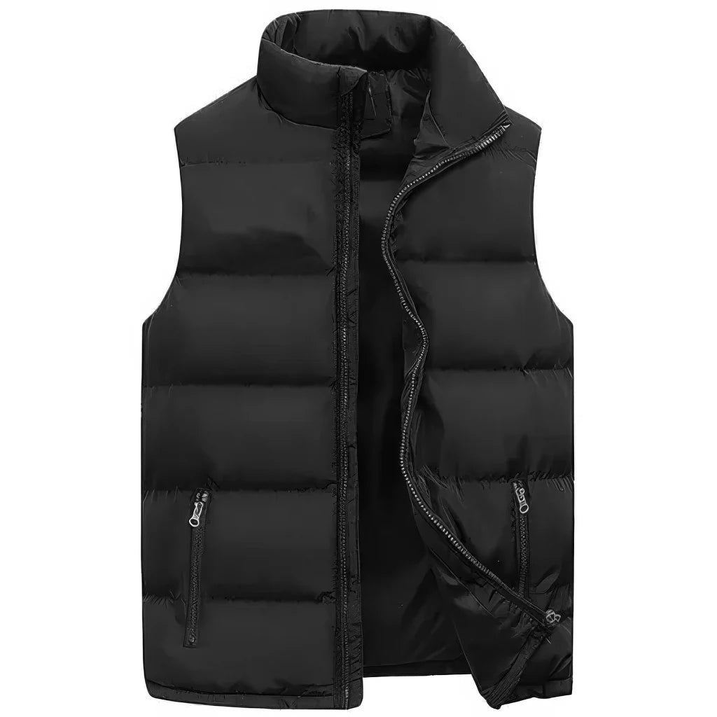 Doudoune sans Manche Homme, coloris noir, vue de face sur fond blanc