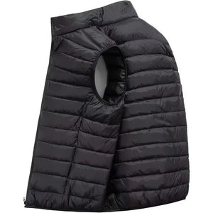 Doudoune sans Manche Homme Sport, coloris noir, vue de profil sur fond blanc