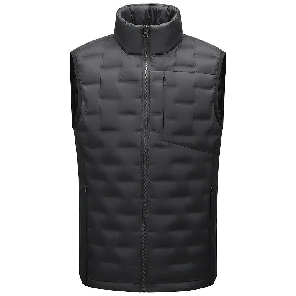 Doudoune sans Manche Homme Verte, coloris noir, vue de face sur fond blanc