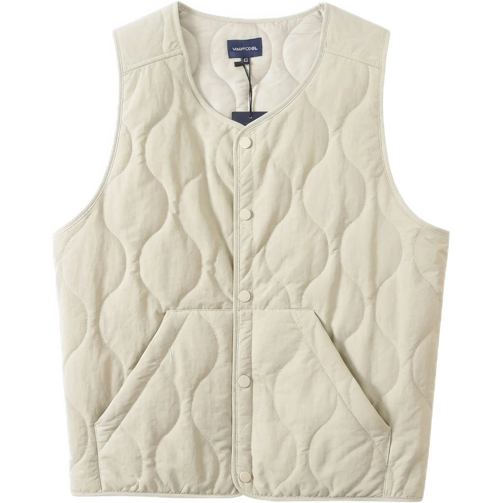 Doudoune sans manche jaune homme coloris beige, vue de face