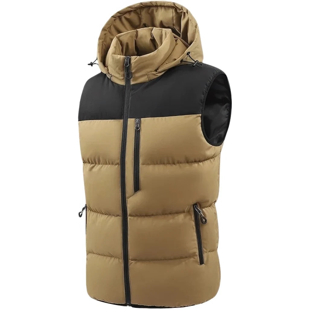 Doudoune sans manche kaki homme coloris café, vue de face