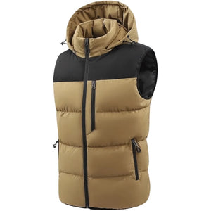 Doudoune sans manche kaki homme coloris café, vue de face
