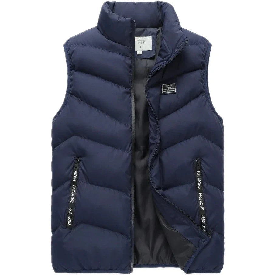 Doudoune sans Manche Matelassée Homme, coloris bleu marine, vue de face sur fond blanc