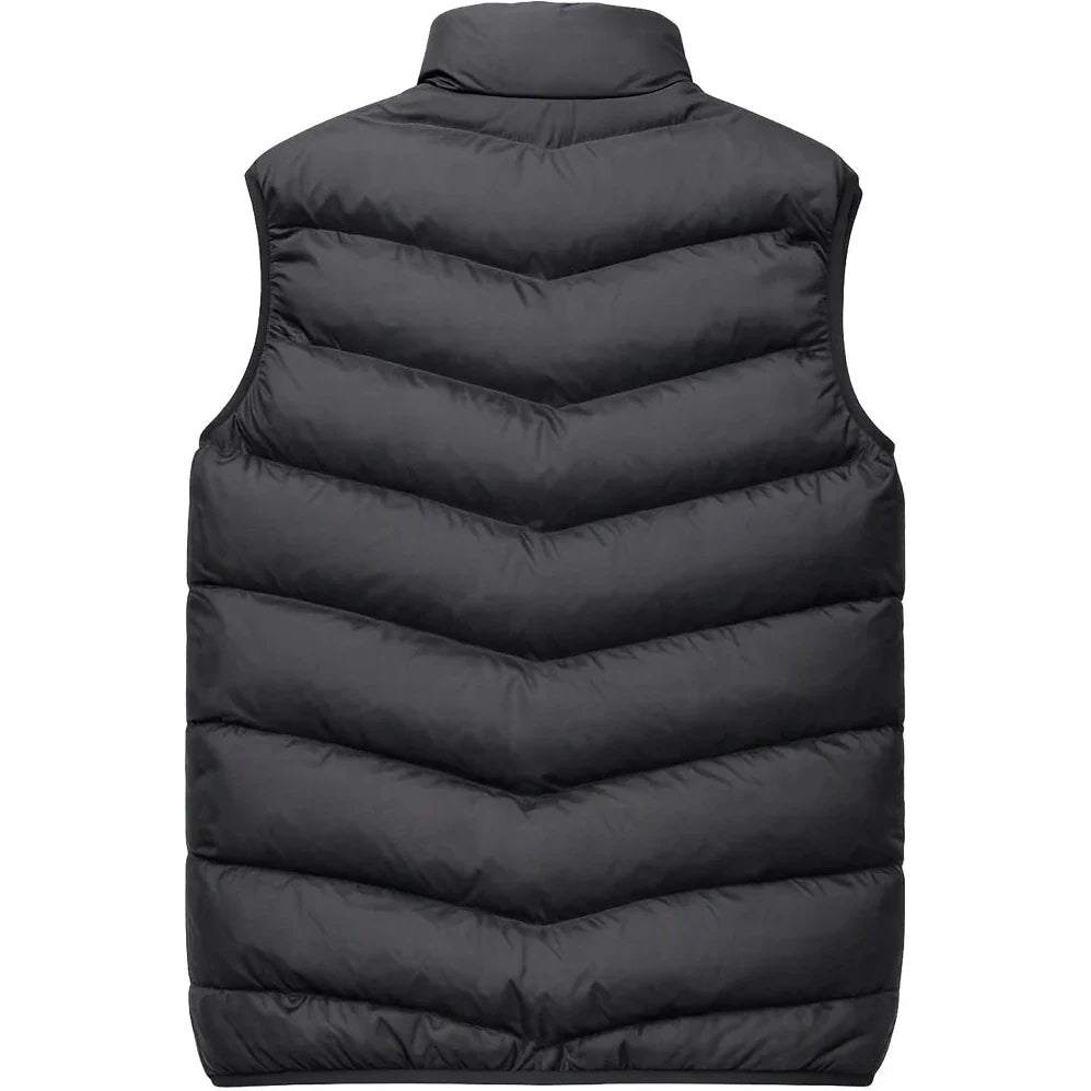 Doudoune sans Manche Matelassée Homme, coloris noir, vue de dos sur fond blanc
