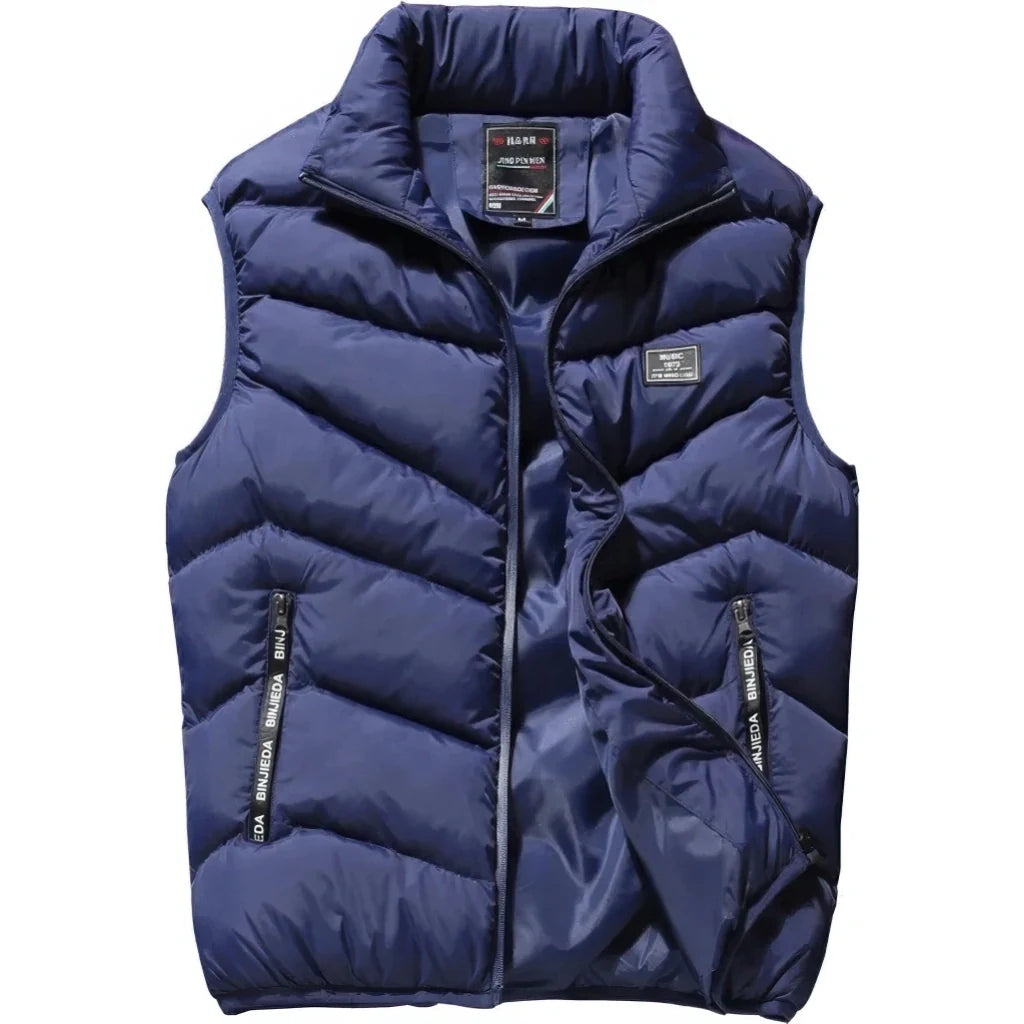 Doudoune sans Manche Moutarde Homme, coloris bleu marine, vue de face sur fond blanc