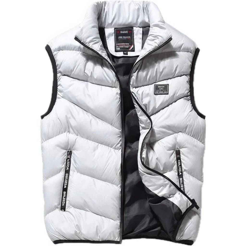 Doudoune sans Manche Moutarde Homme, coloris gris, vue de face sur fond blanc