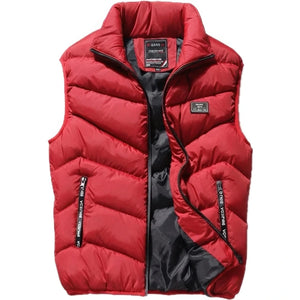 Doudoune sans Manche Moutarde Homme, coloris rouge, vue de face sur fond blanc