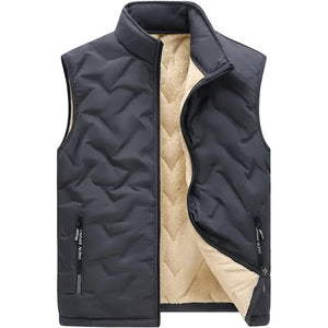 Doudoune sans manche mouton homme coloris gris, doublure fausse fourrure, vue de face