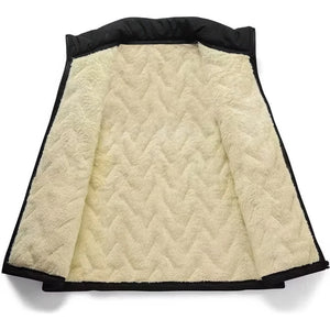 Doudoune sans manche mouton homme coloris noir, doublure fausse fourrure ouverte