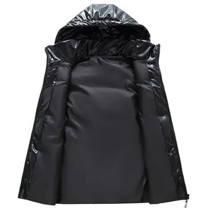 Doudoune sans Manche Noir Brillant Homme, coloris noir brillant, vue ouverte sur la doublure