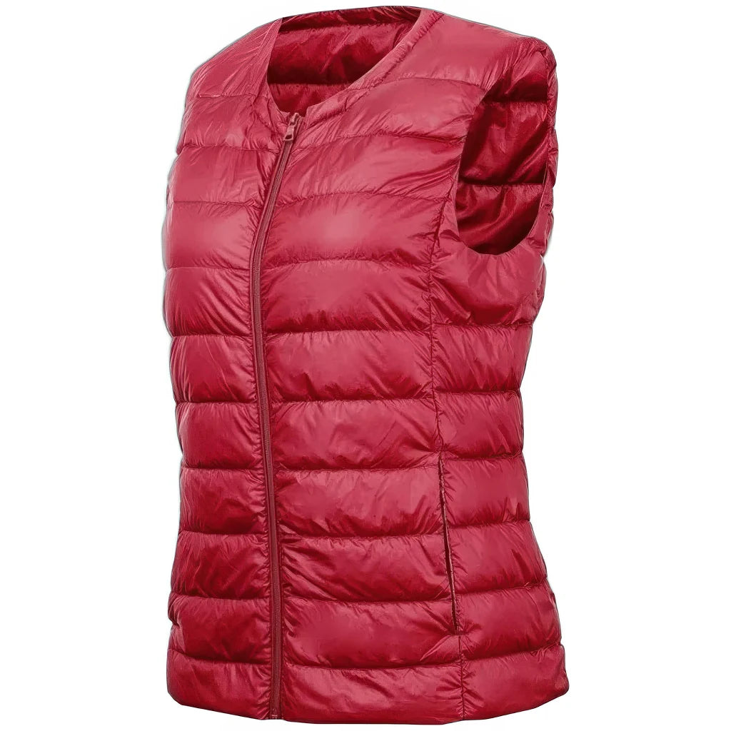 Doudoune sans Manche Oversize, coloris rouge