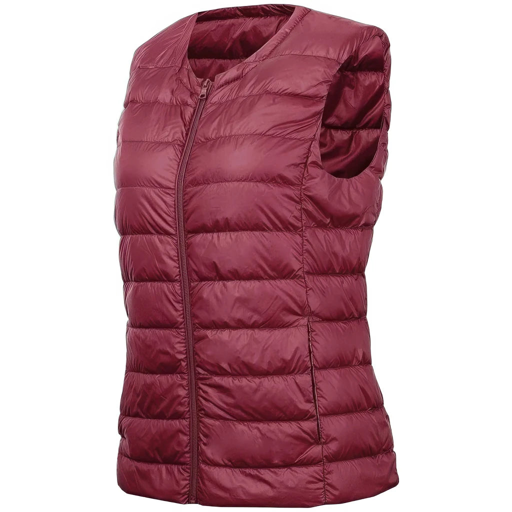 Doudoune sans Manche Oversize, coloris bordeaux