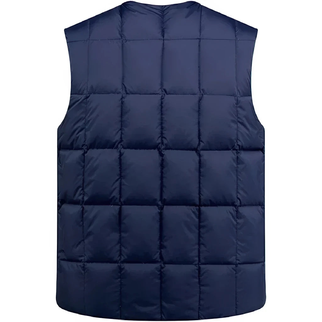 Dos de la Doudoune sans Manche Plume Homme, coloris bleu marine