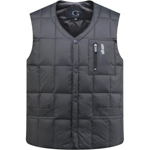 Doudoune sans Manche Plume Homme, coloris gris, vue de face sur fond blanc