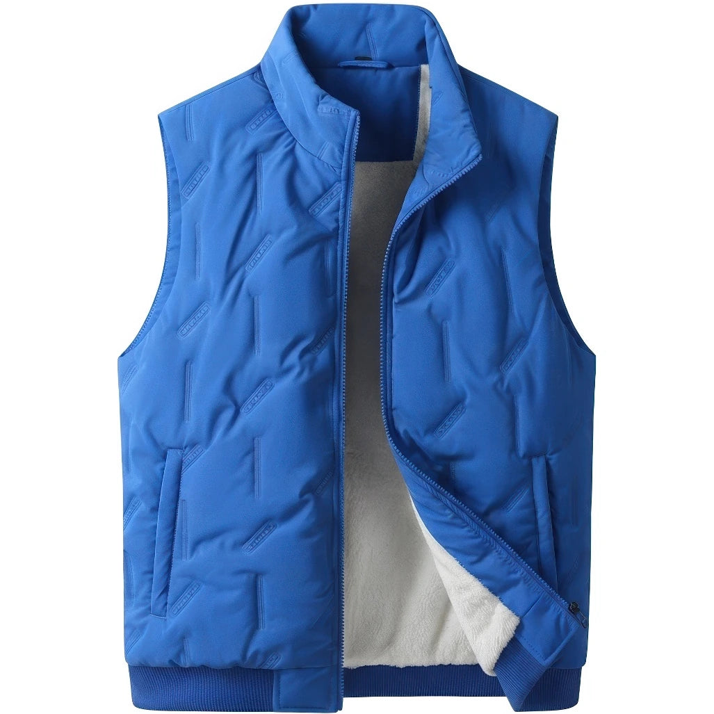 Doudoune sans manche polaire homme coloris bleu, doublure fourrure synthétique, vue de face