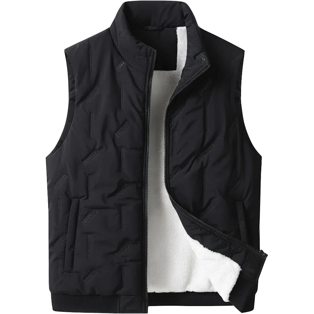 Doudoune sans manche polaire homme coloris noir, doublure fourrure synthétique, vue de face