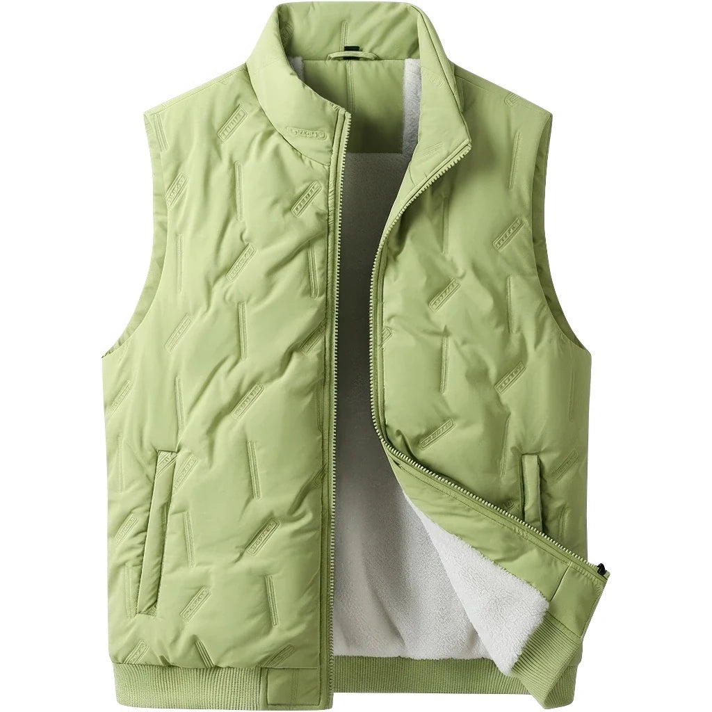 Doudoune sans manche polaire homme coloris vert, doublure fourrure synthétique, vue de face