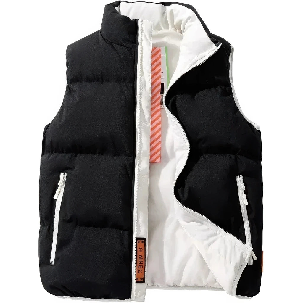 Doudoune sans manche randonnee homme, noir, doublure blanche contrastee