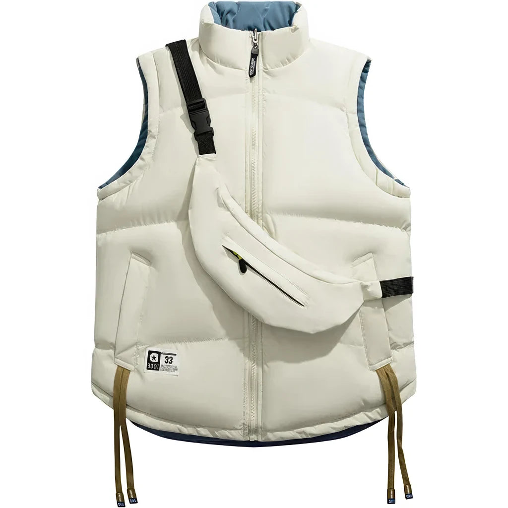 Doudoune sans manche reversible homme, blanc, doublure bleue