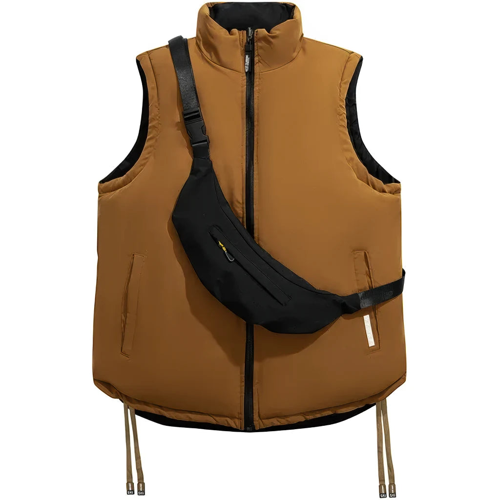 Doudoune sans manche reversible homme, marron, doublure noire