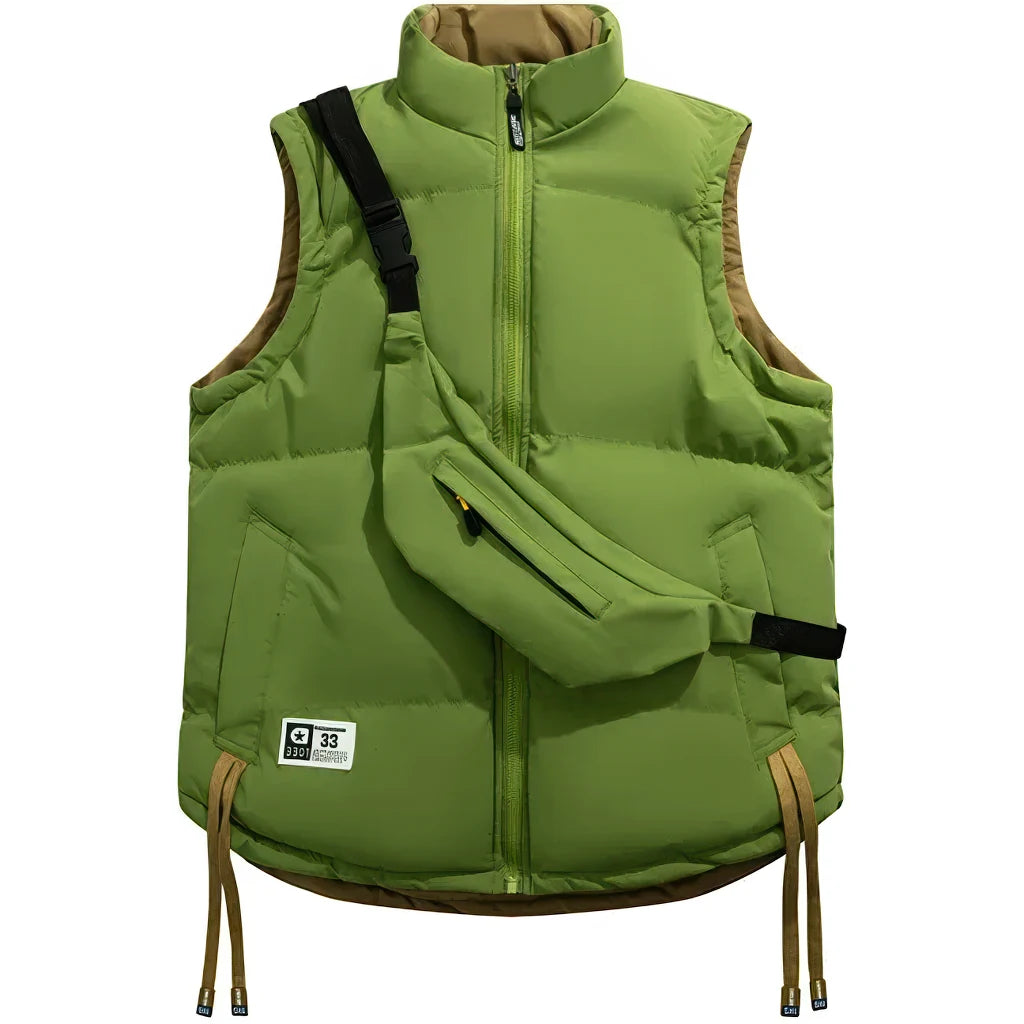Doudoune sans manche reversible homme, vert, doublure kaki