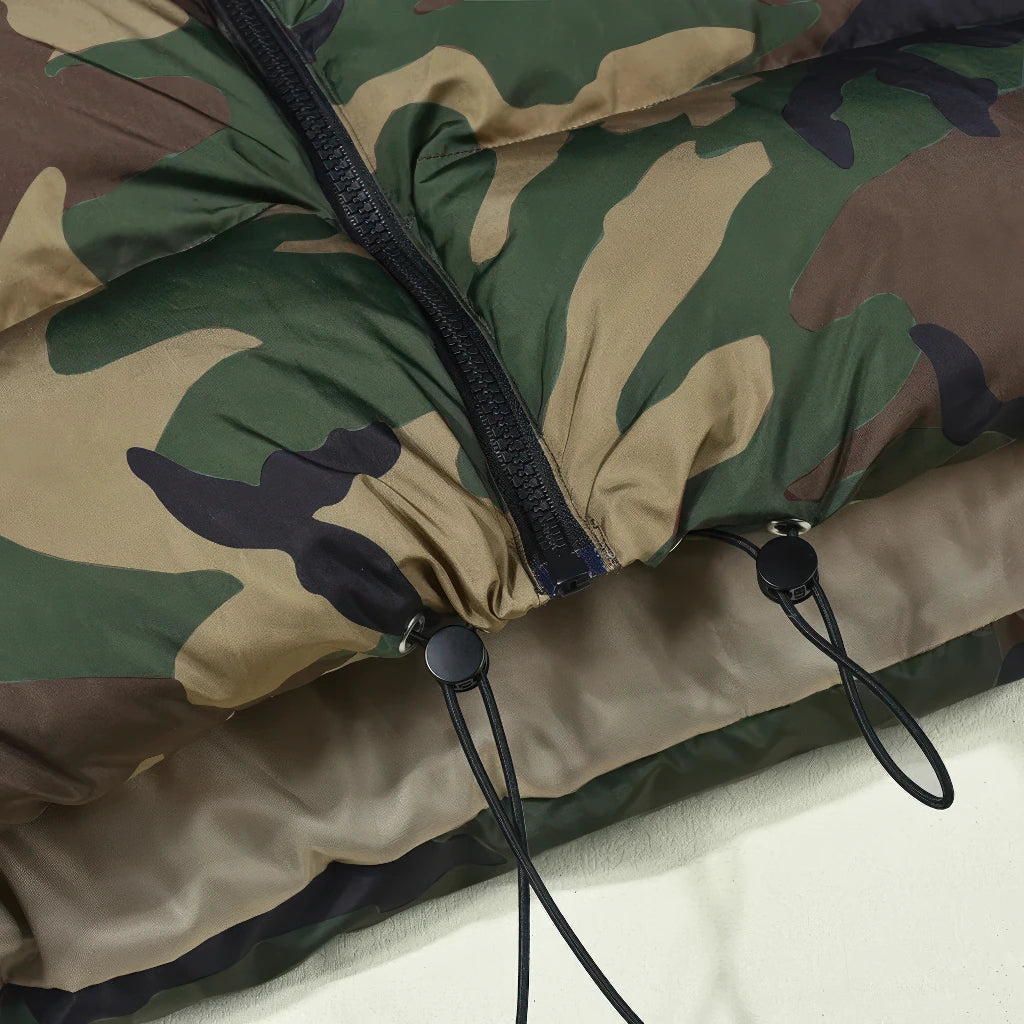 Doudoune sans Manche Running, bas et cordon de serrage, camouflage