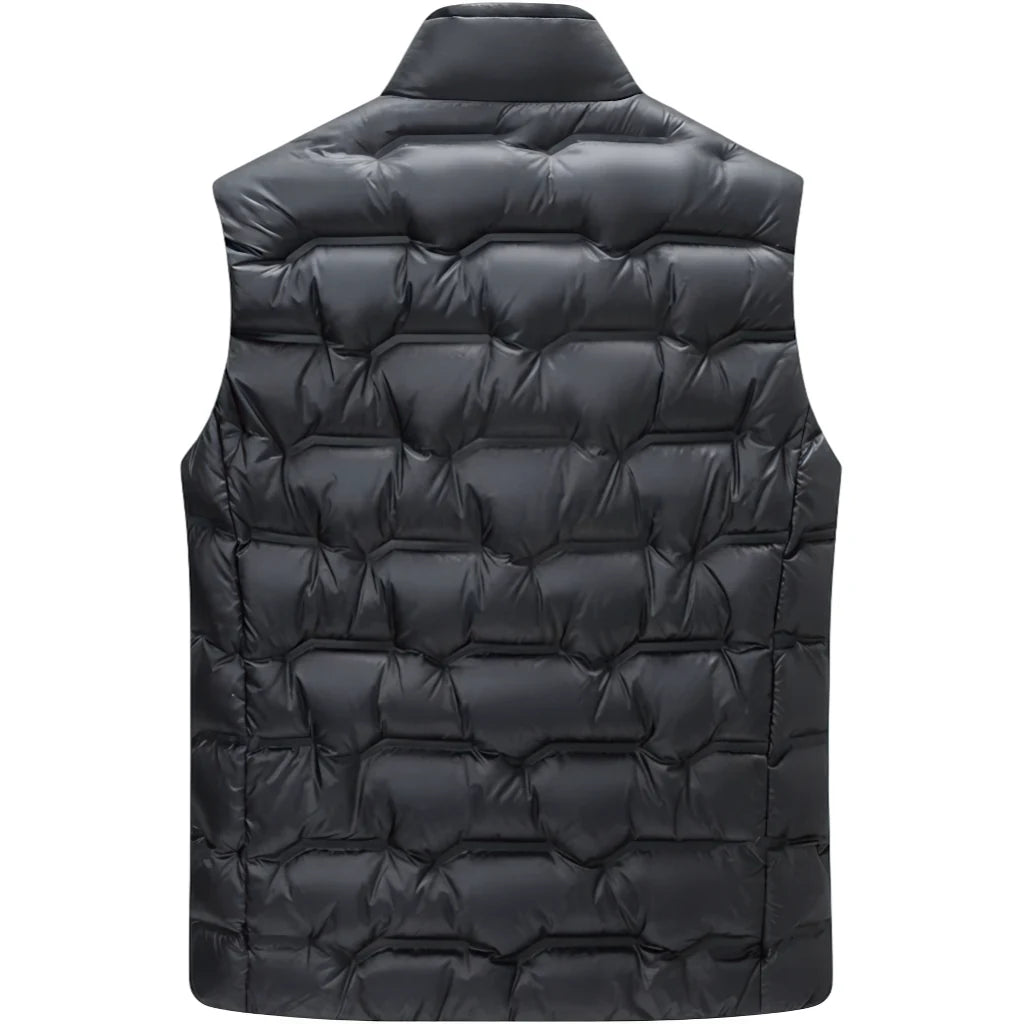Dos de la Doudoune sans Manche Satinée Homme, coloris noir
