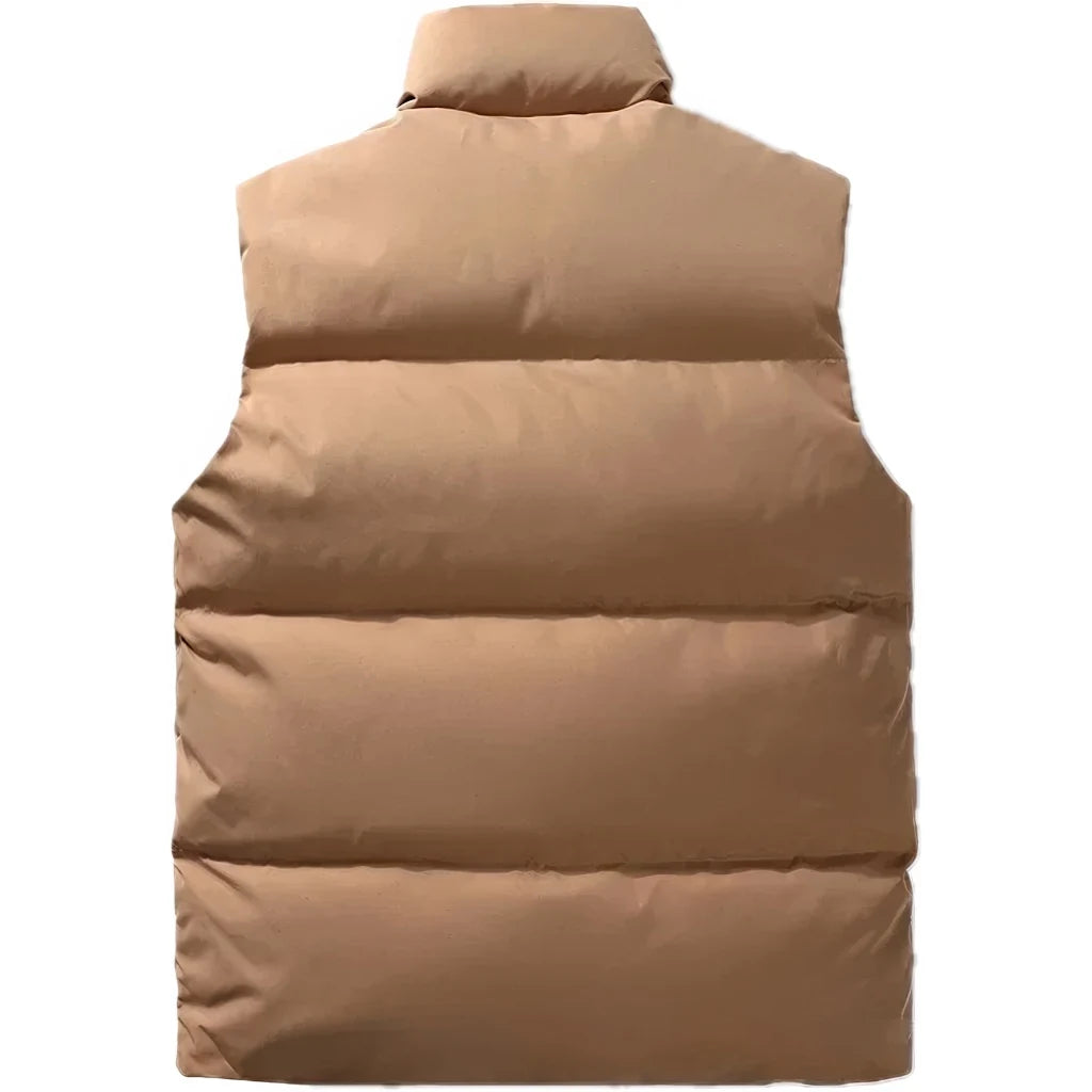 Doudoune sans manche sherpa homme coloris caramel, vue de dos