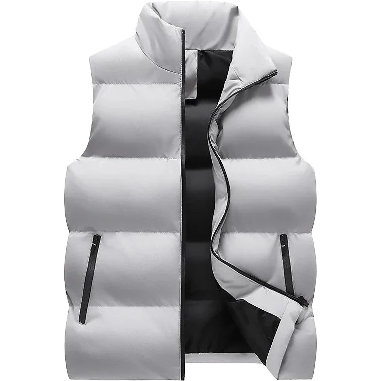 Doudoune sans Manche Slim Homme, coloris gris, vue de face sur fond blanc