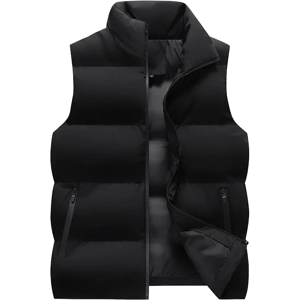 Doudoune sans Manche Slim Homme, coloris noir, vue de face sur fond blanc