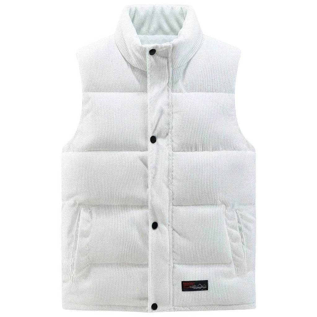 Doudoune sans Manche Velours Homme, coloris blanc, vue de face sur fond blanc