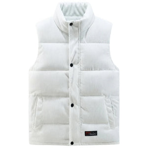 Doudoune sans Manche Velours Homme, coloris blanc, vue de face sur fond blanc