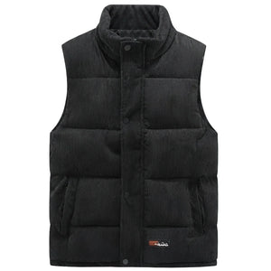 Doudoune sans Manche Velours Homme, coloris noir, vue de face sur fond blanc