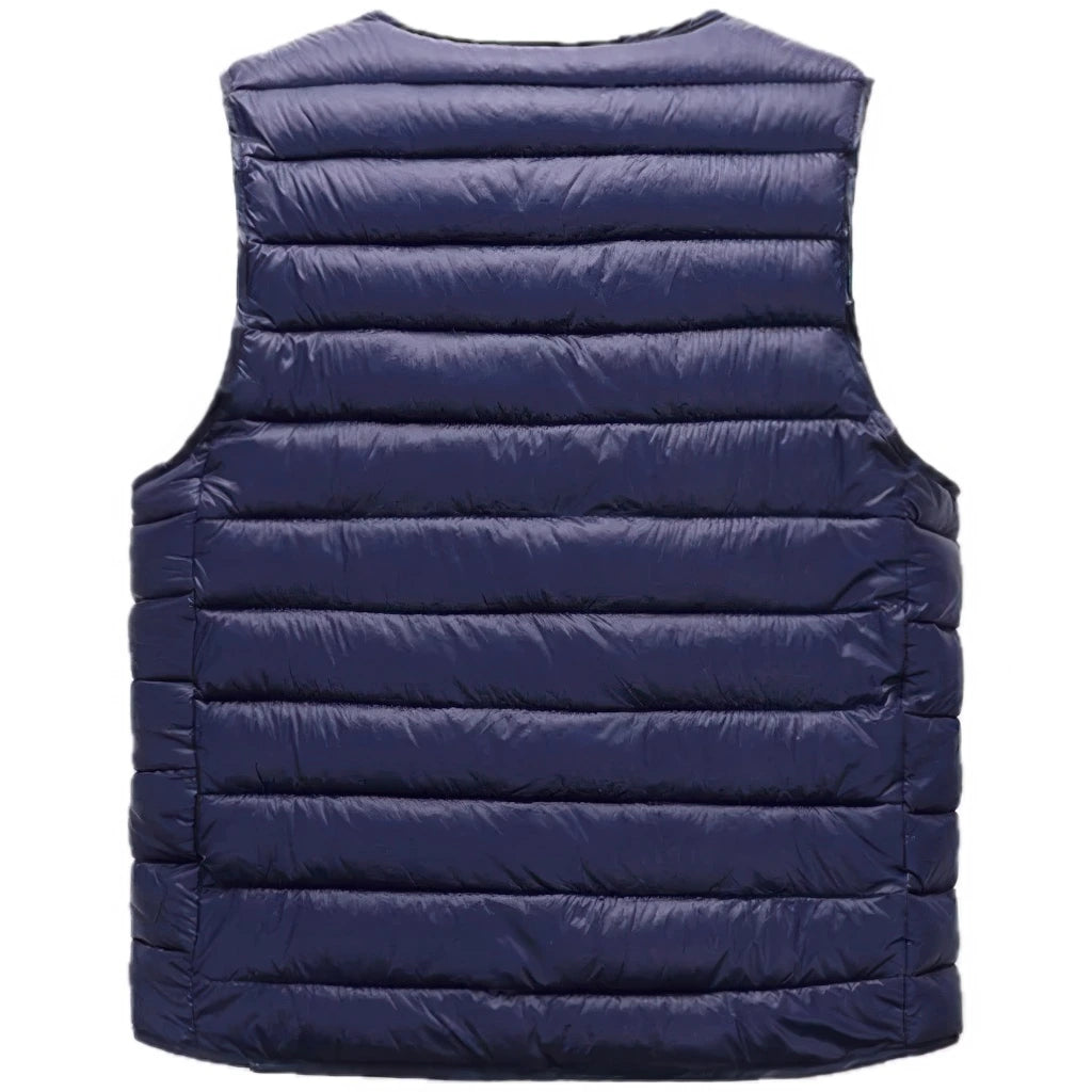 Doudoune Ultra Légère sans Manche Homme, coloris bleu marine, vue de dos sur fond blanc
