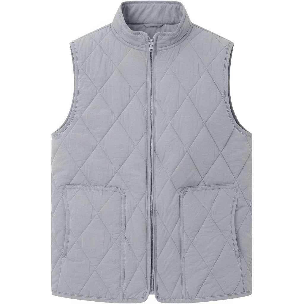 Gilet doudoune sans manche homme, gris clair, matelasse en losanges