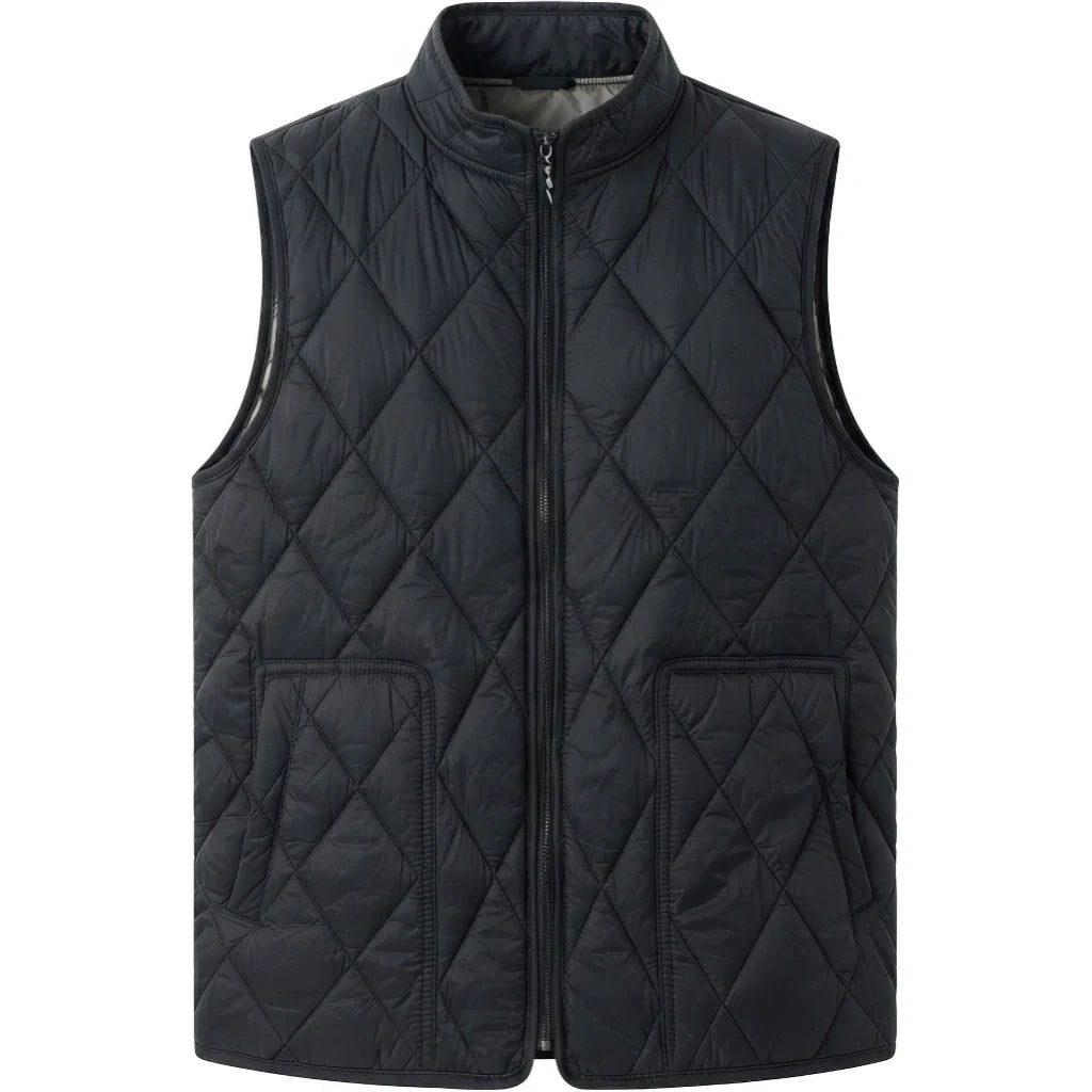 Gilet doudoune sans manche homme, noir, matelasse en losanges