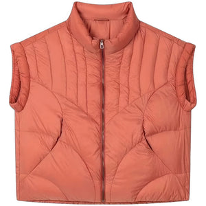 Veste Doudoune sans Manche Femme, posée à plat de face, terracotta